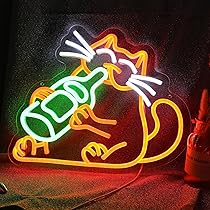 Amazon.co.jp: 猫ワイングラスネオンサイ ン調光可能 LEDライト ピンク
